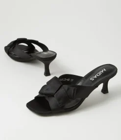 Cheap Midas Shoes Granger Black Satin Sandals