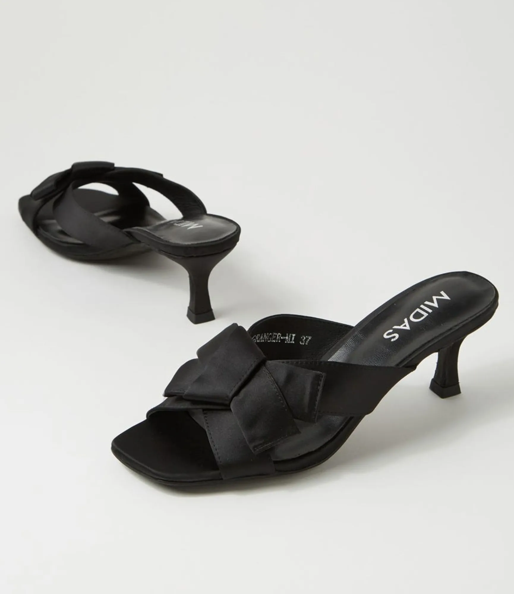 Cheap Midas Shoes Granger Black Satin Sandals
