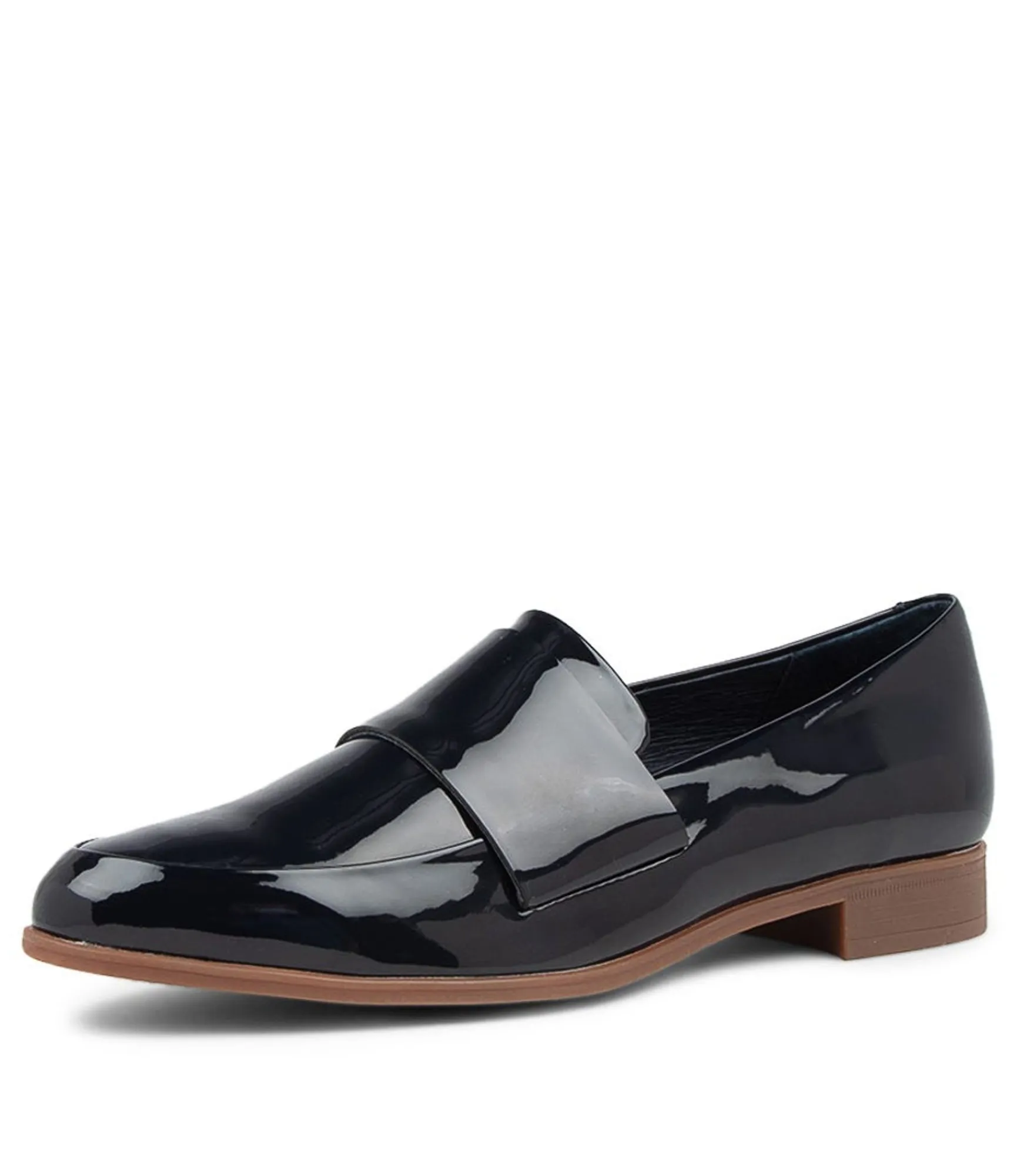 Fashion Midas Shoes Granite Navy Patent Leather Loafers