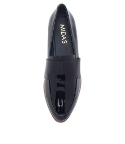 Fashion Midas Shoes Granite Navy Patent Leather Loafers