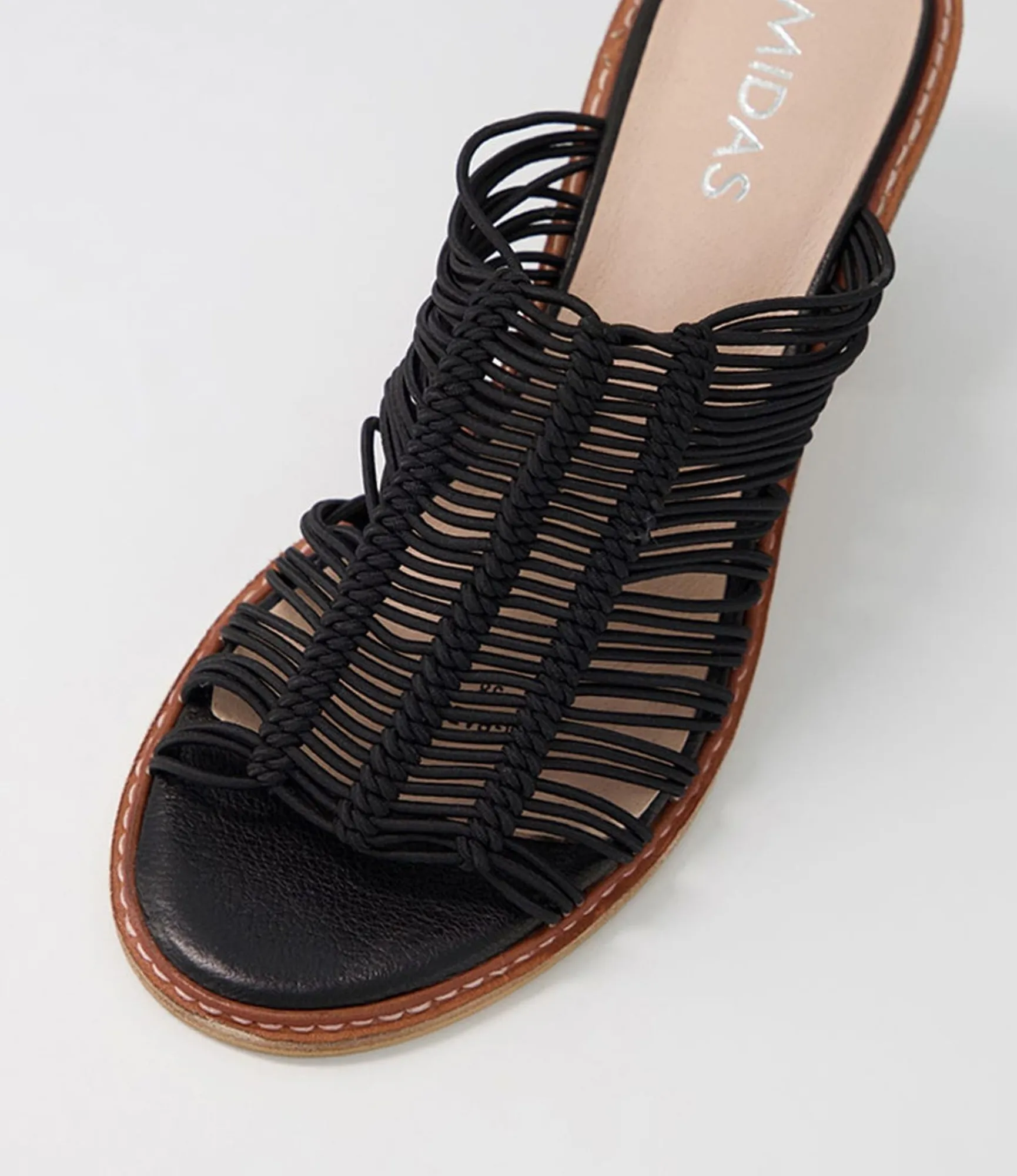 Best Midas Shoes Grazi Black Elastic Sandals Nh