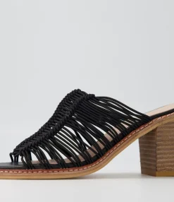 Best Midas Shoes Grazi Black Elastic Sandals Nh