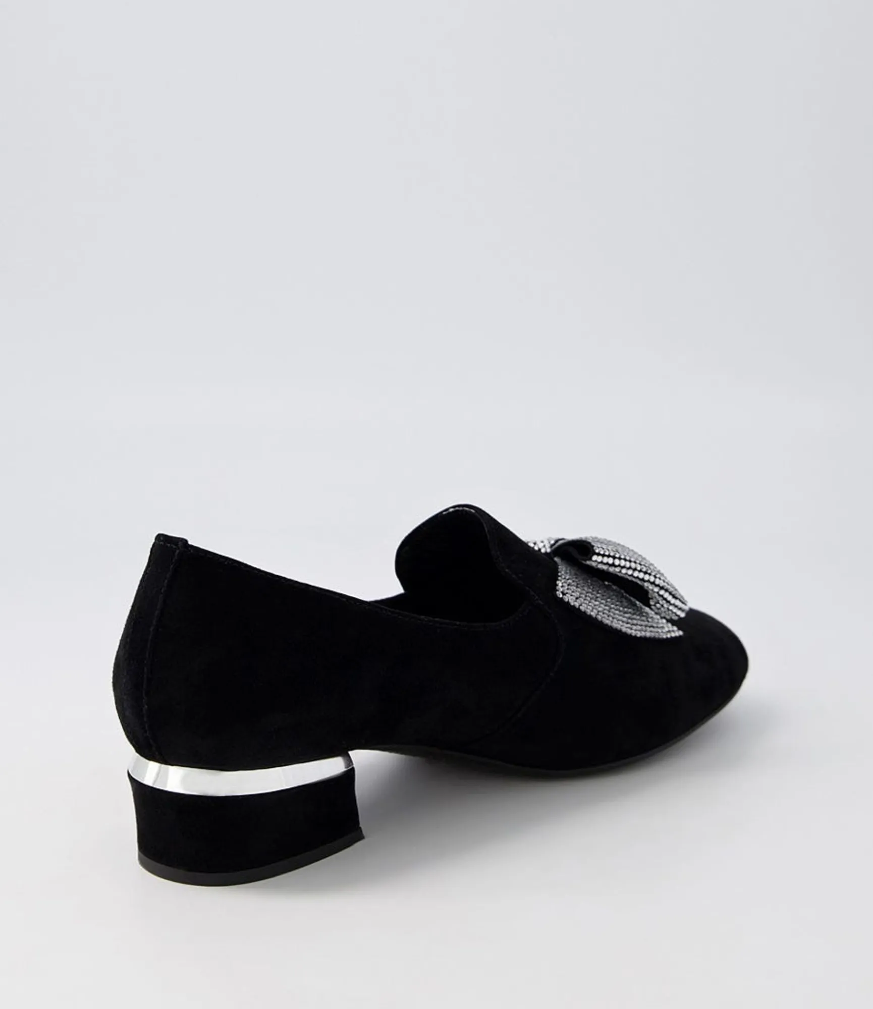 Hot Midas Shoes Grenna Black Silver Suede Jewels Heels