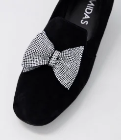 Hot Midas Shoes Grenna Black Silver Suede Jewels Heels
