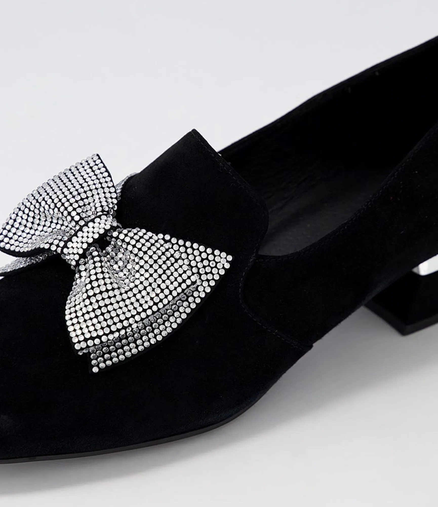 Hot Midas Shoes Grenna Black Silver Suede Jewels Heels