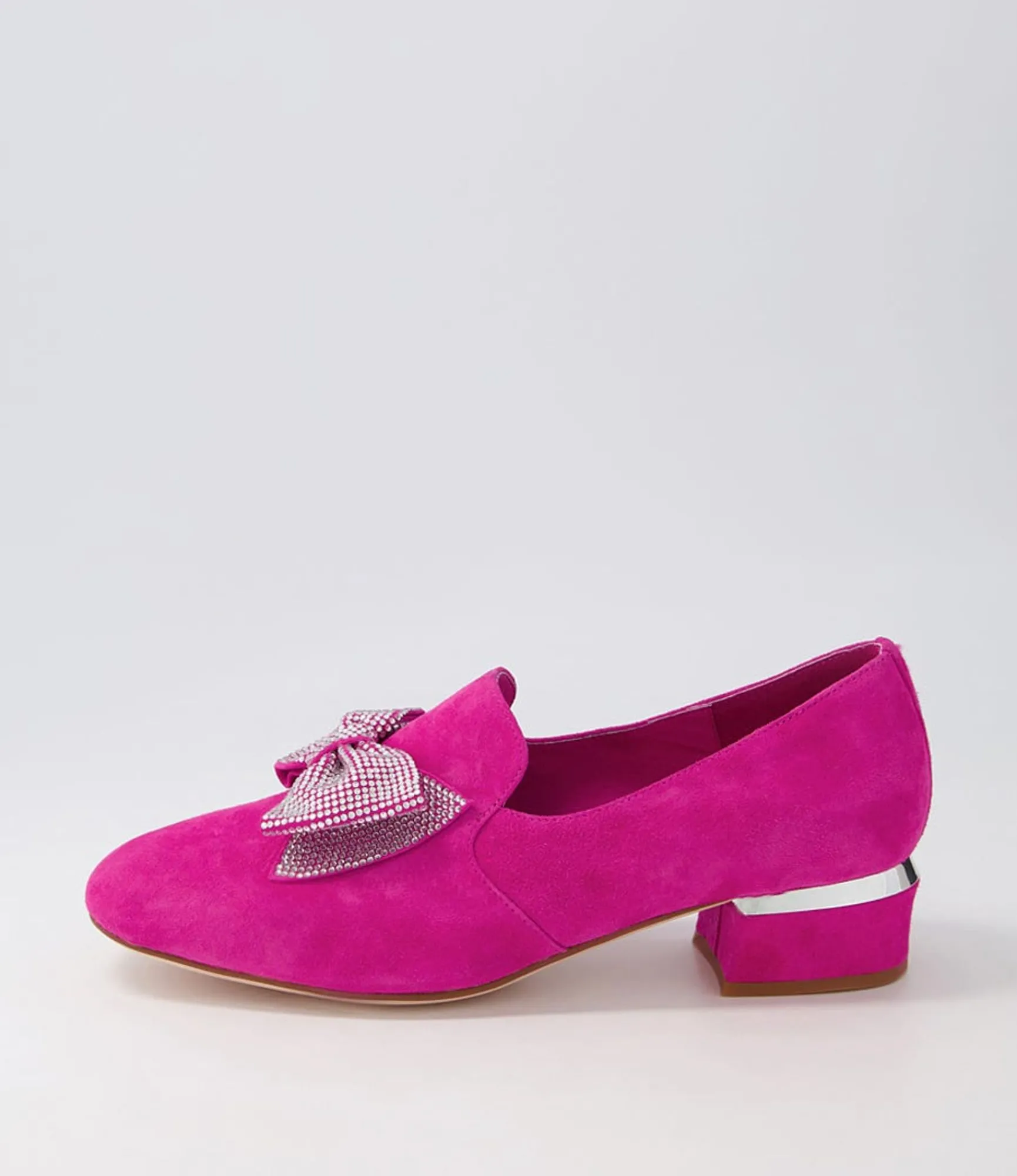 Clearance Midas Shoes Grenna Fuchsia Silver Suede Jewels Heels