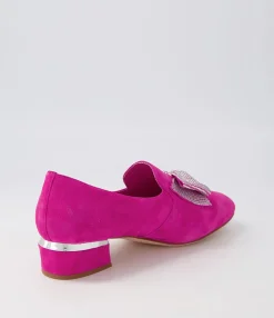 Clearance Midas Shoes Grenna Fuchsia Silver Suede Jewels Heels