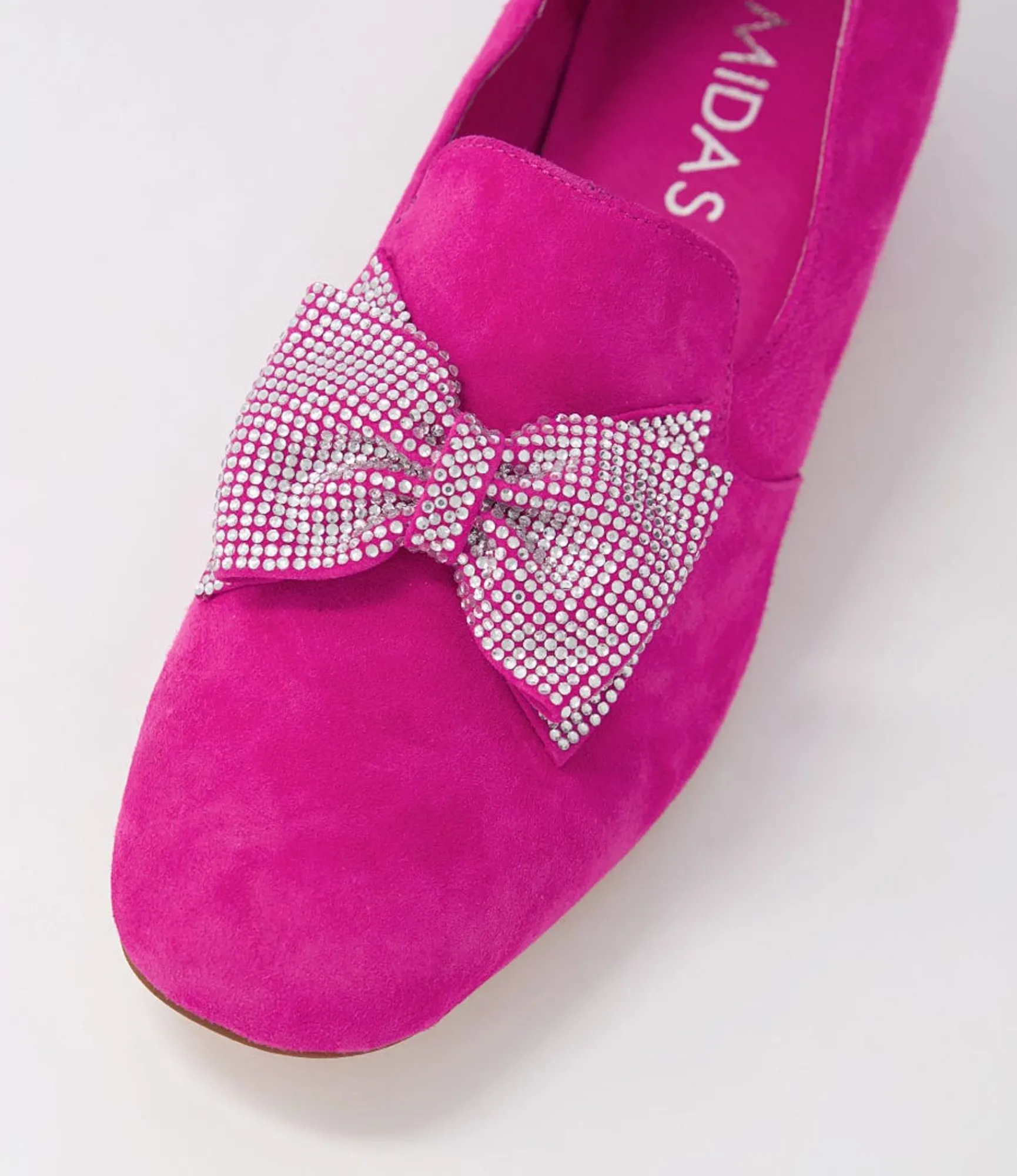 Clearance Midas Shoes Grenna Fuchsia Silver Suede Jewels Heels