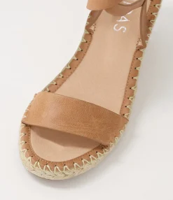 Fashion Midas Shoes Guenie Tan Leather Espadrilles