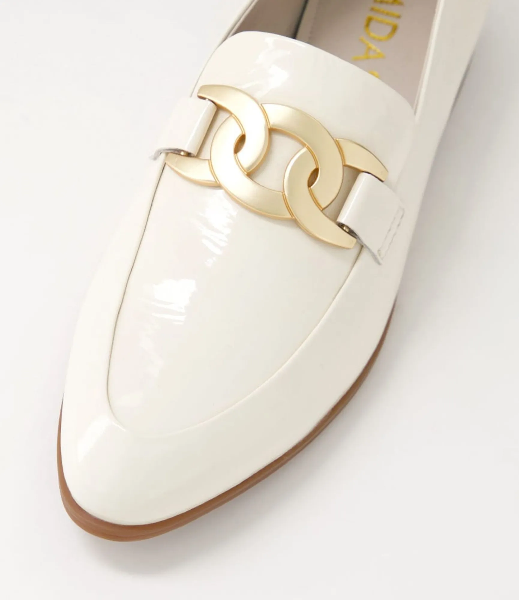 Hot Midas Shoes Gummie Ivory Patent Leather Loafers