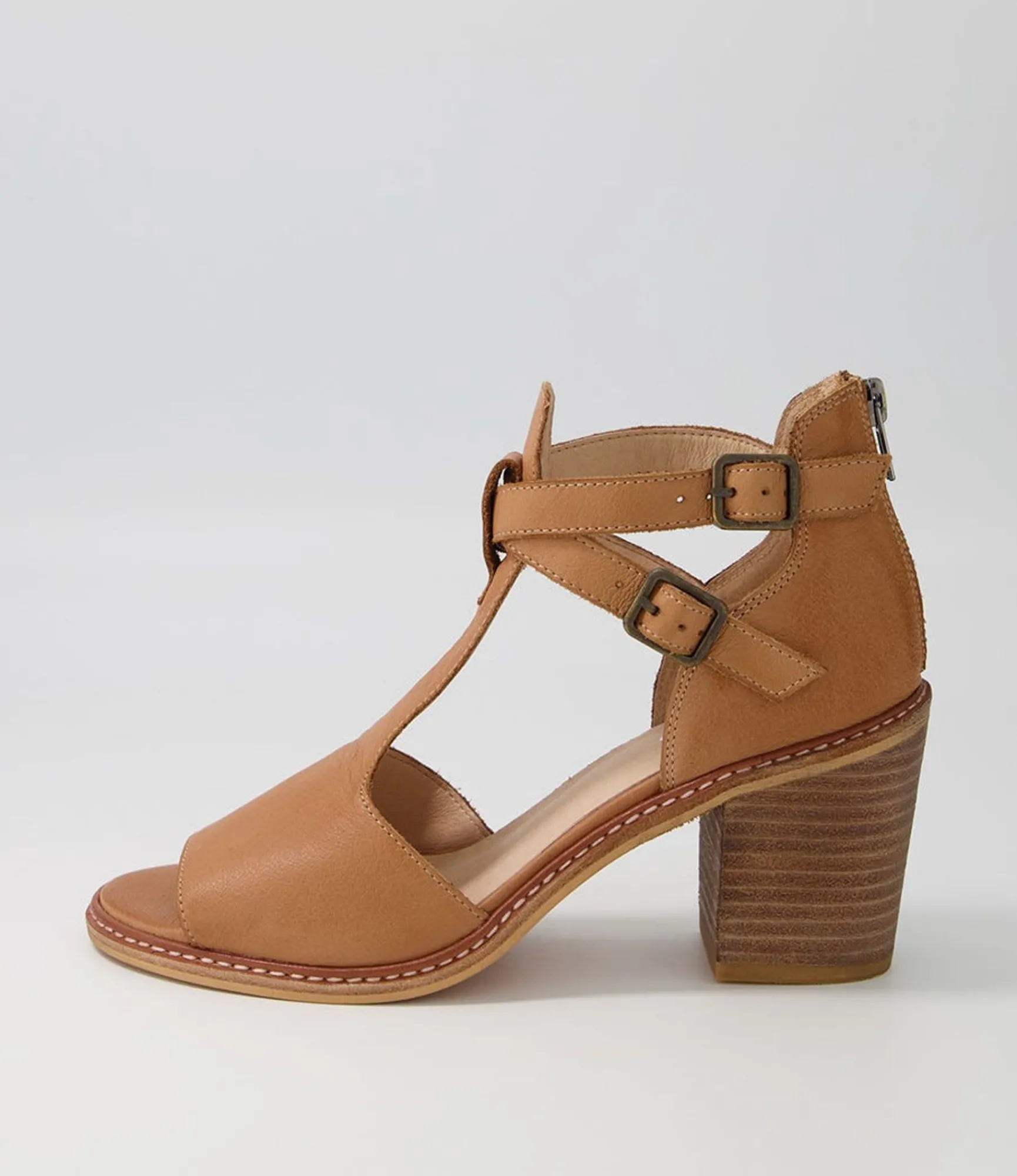 Shop Midas Shoes Gyla Dark Tan Leather Sandals