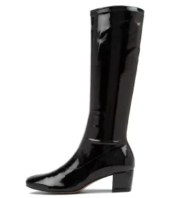 Cheap Midas Shoes Hailee Black Patent Synthetic Knee High Boots