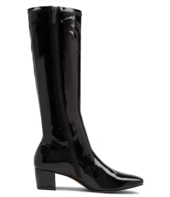 Cheap Midas Shoes Hailee Black Patent Synthetic Knee High Boots