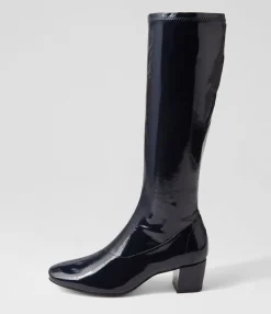 Cheap Midas Shoes Hailee Navy Stretch Patent Pu Knee High Boots