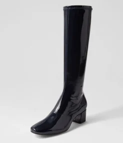 Cheap Midas Shoes Hailee Navy Stretch Patent Pu Knee High Boots