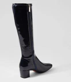Cheap Midas Shoes Hailee Navy Stretch Patent Pu Knee High Boots