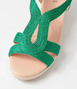 Clearance Midas Shoes Haleb Emerald Rope Leather Espadrilles