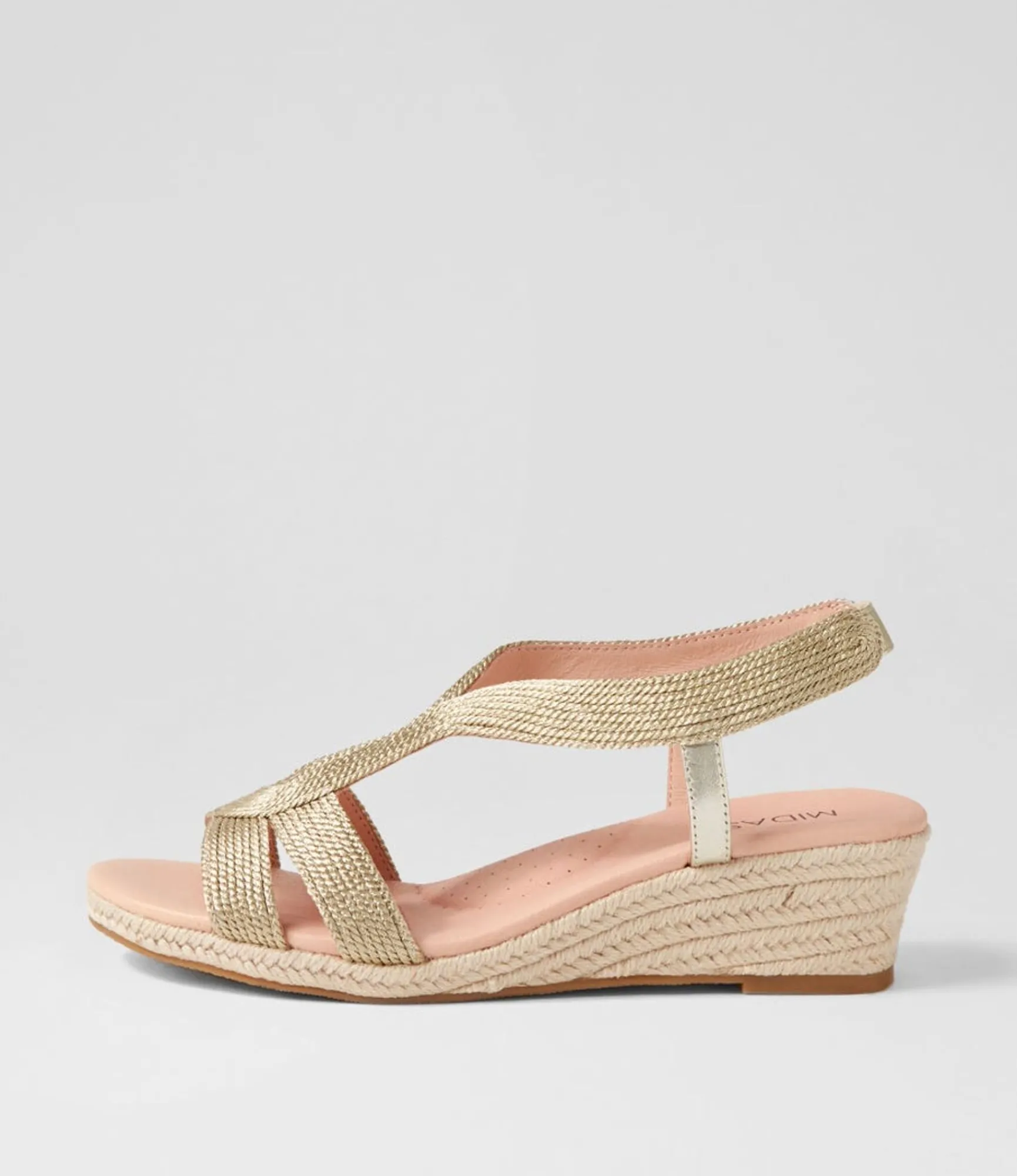 Outlet Midas Shoes Haleb Pale Gold Rope Leather Espadrilles