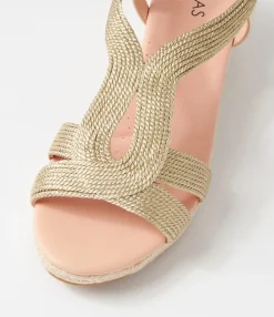 Outlet Midas Shoes Haleb Pale Gold Rope Leather Espadrilles