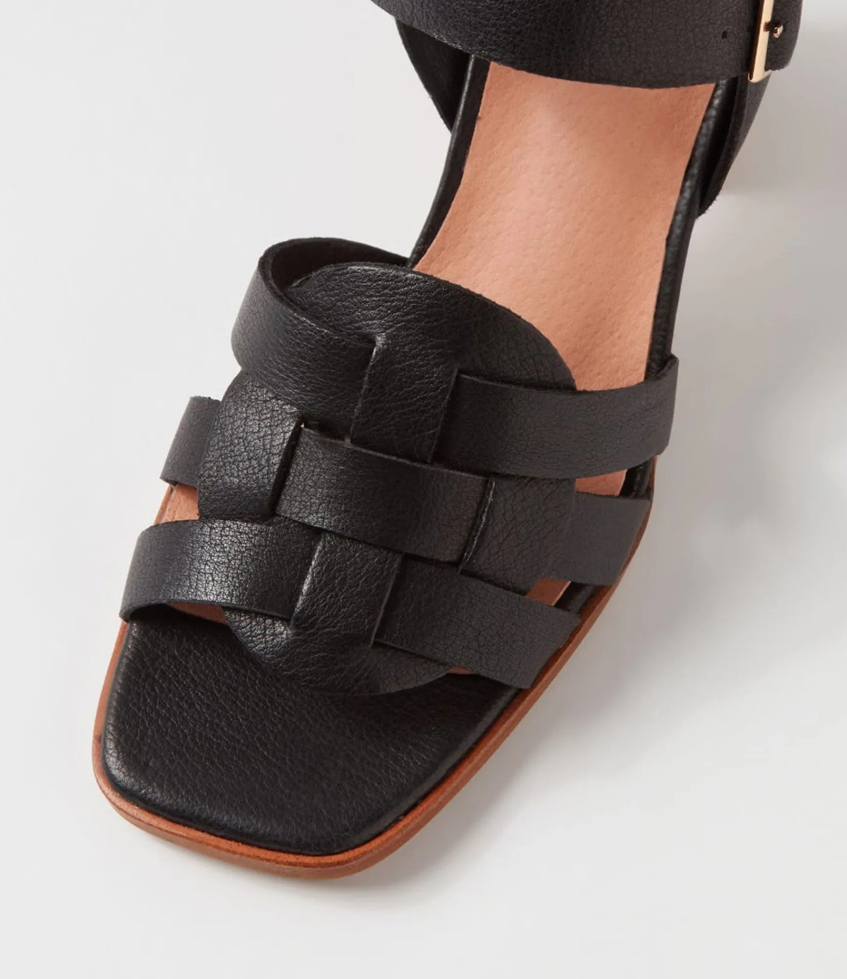 Store Midas Shoes Halfa Black Natural Heel Leather Sandals