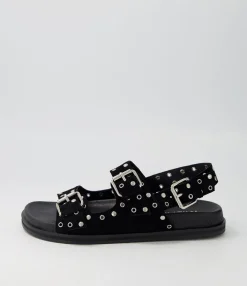 Sale Midas Shoes Harmony Black Suede Sandals