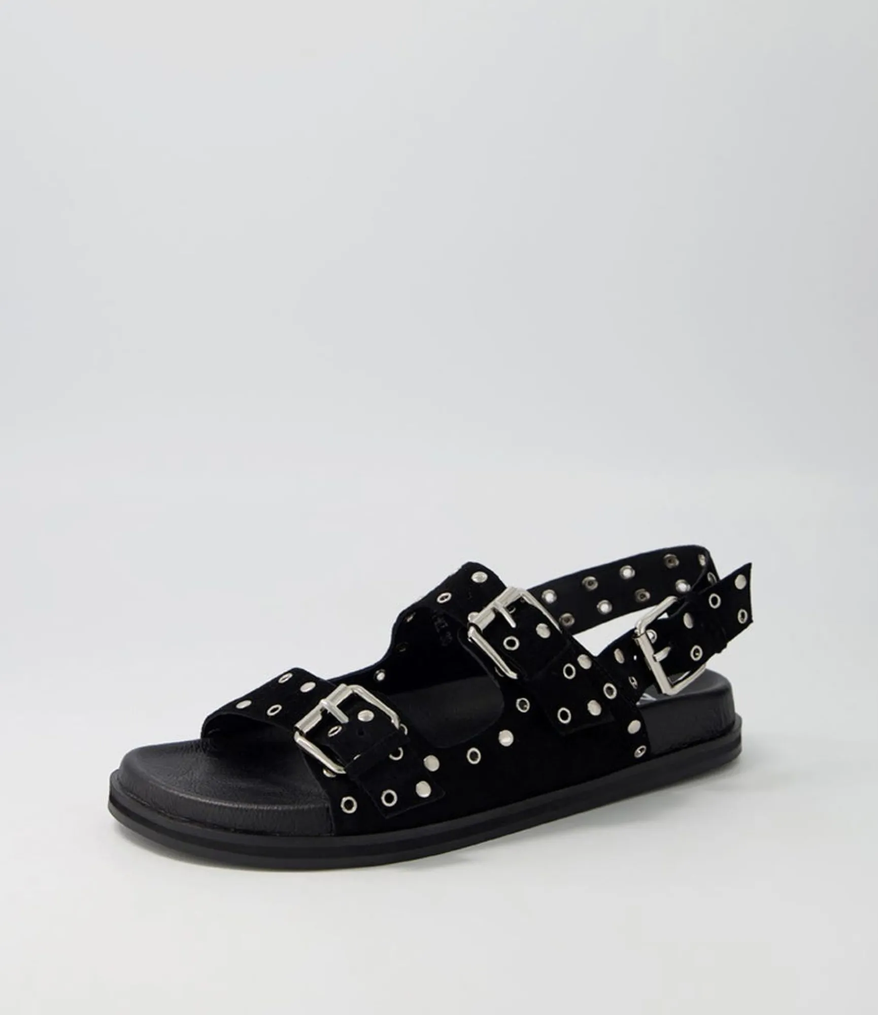 Sale Midas Shoes Harmony Black Suede Sandals