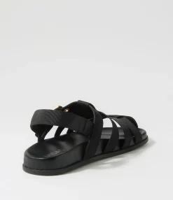 Cheap Midas Shoes Harney Black Fabric Sandals