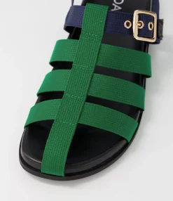 Flash Sale Midas Shoes Harney Emerald Navy Fabric Sandals