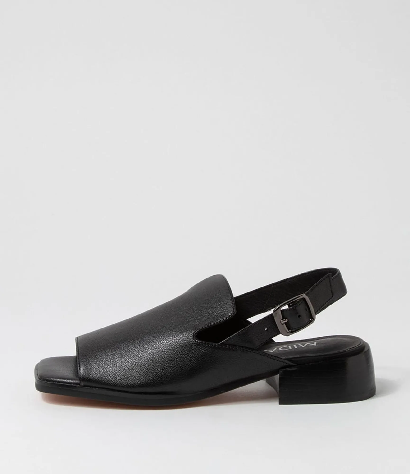 Clearance Midas Shoes Harpa Black Leather Sandals