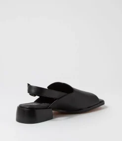 Clearance Midas Shoes Harpa Black Leather Sandals