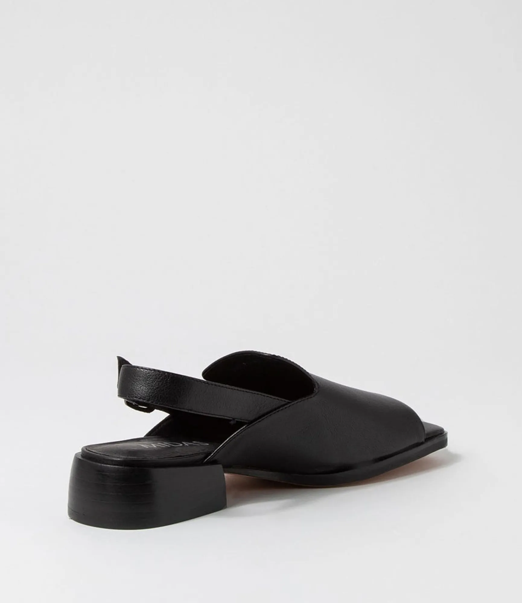 Clearance Midas Shoes Harpa Black Leather Sandals
