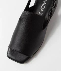 Clearance Midas Shoes Harpa Black Leather Sandals