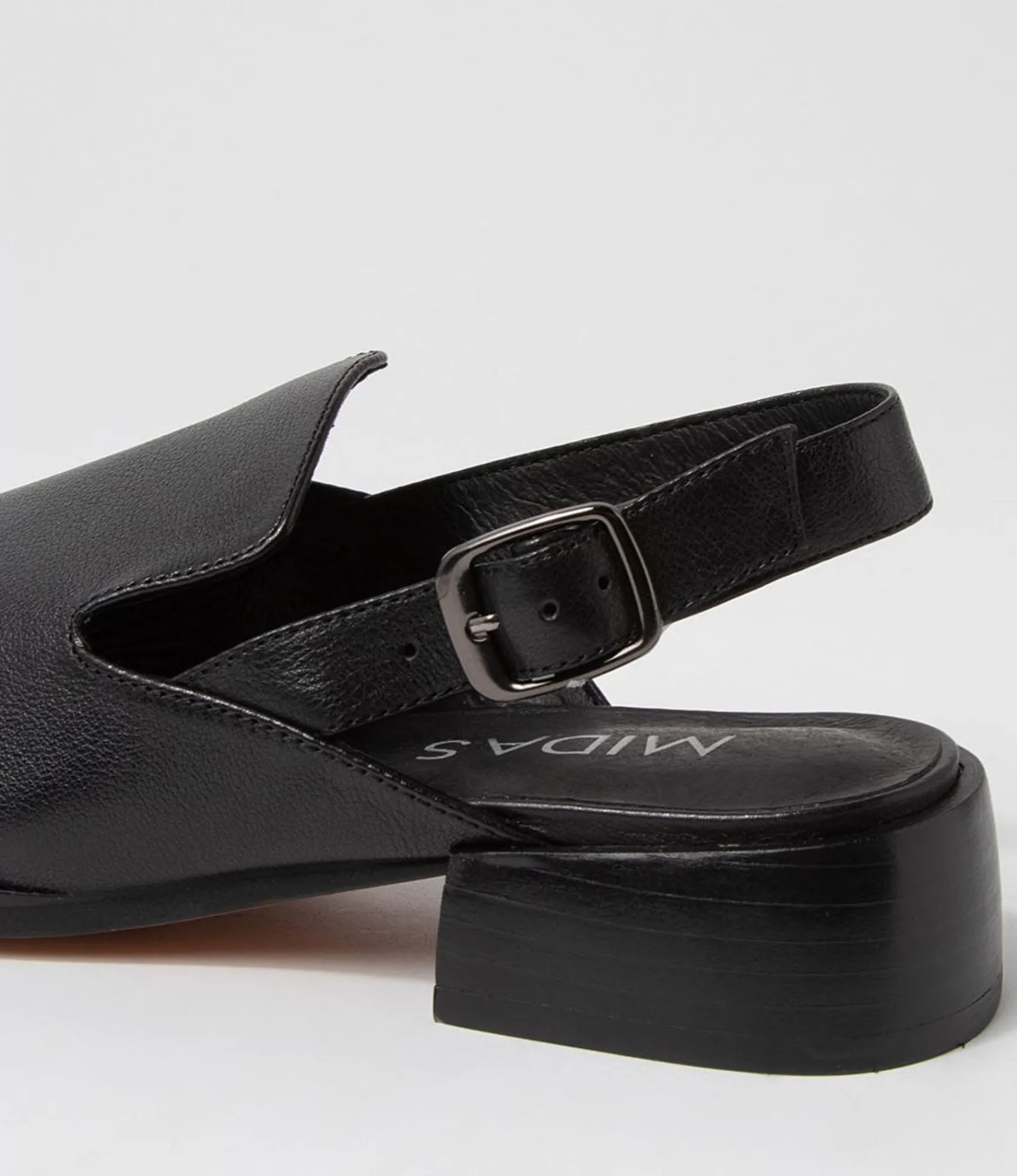 Clearance Midas Shoes Harpa Black Leather Sandals