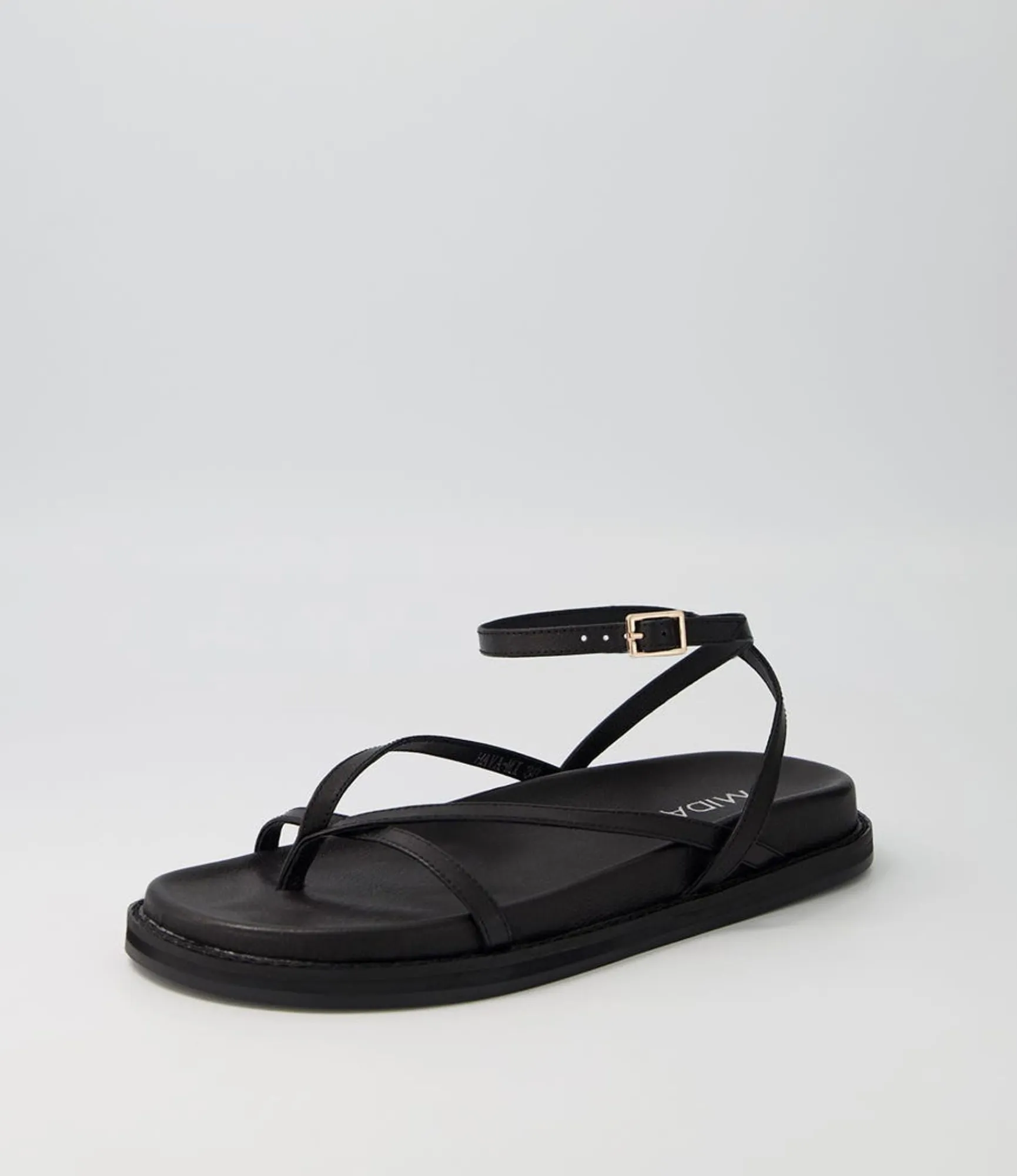 Shop Midas Shoes Hava Black Leather Sandals