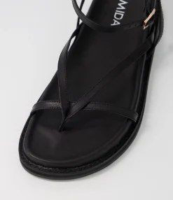 Shop Midas Shoes Hava Black Leather Sandals
