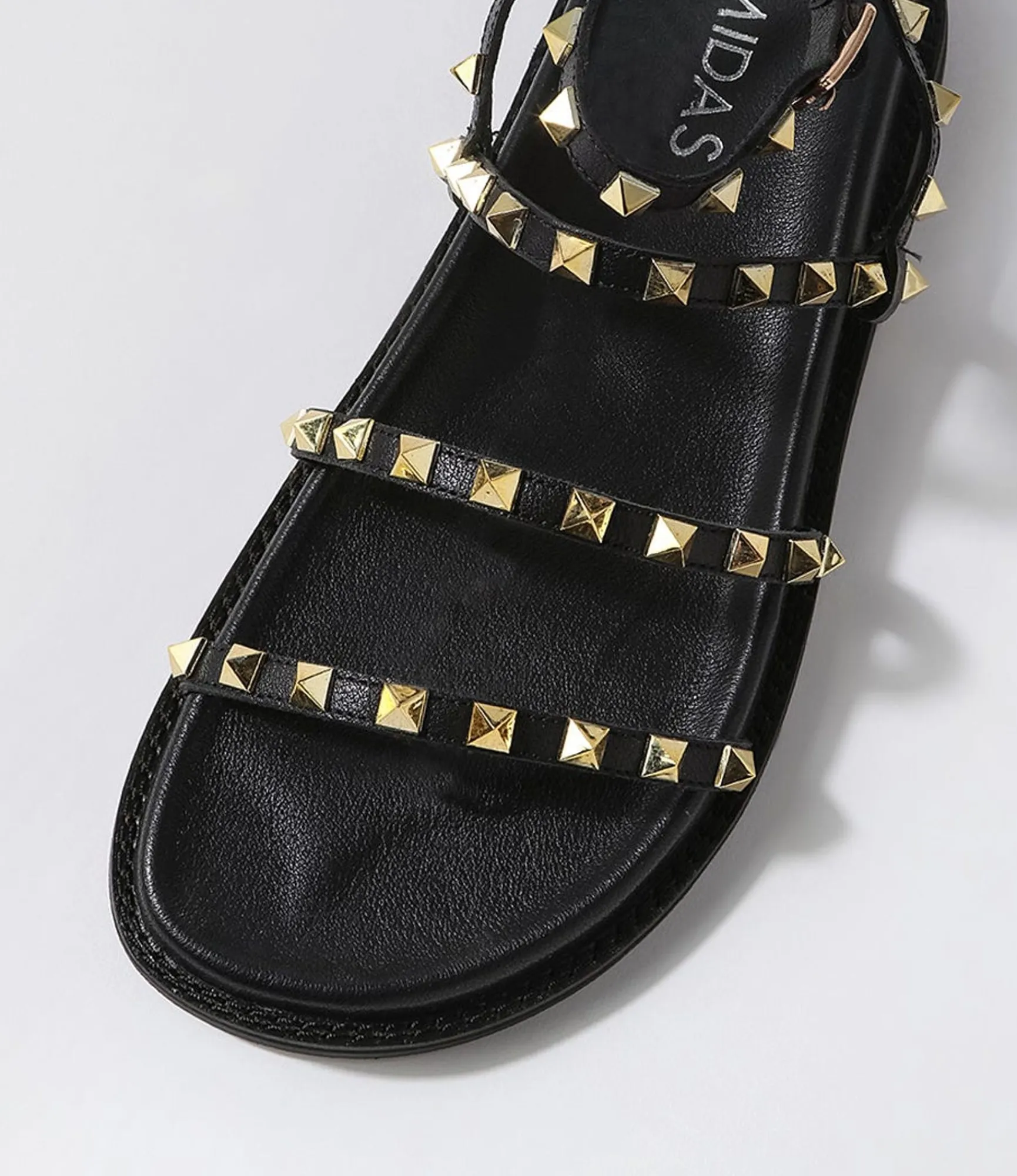 Sale Midas Shoes Hazle Black Gold Leather Sandals