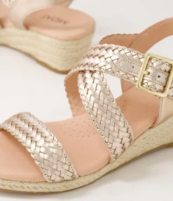 Online Midas Shoes Heathered Rose Gold Leather Sandals