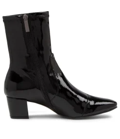 Clearance Midas Shoes Heidi Black Patent Ankle Boots
