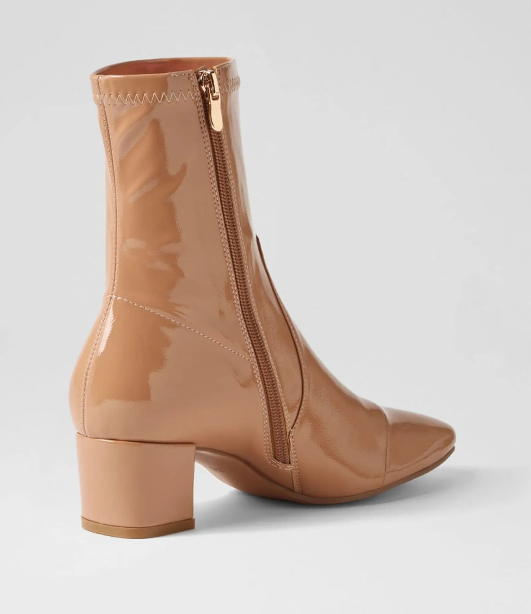 Clearance Midas Shoes Heidi Caramel Stretch Patent Pu Ankle Boots
