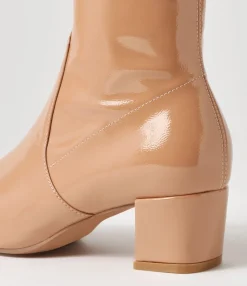 Clearance Midas Shoes Heidi Caramel Stretch Patent Pu Ankle Boots