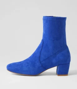Hot Midas Shoes Heidi Electric Blue Stretch Microsuede Ankle Boots