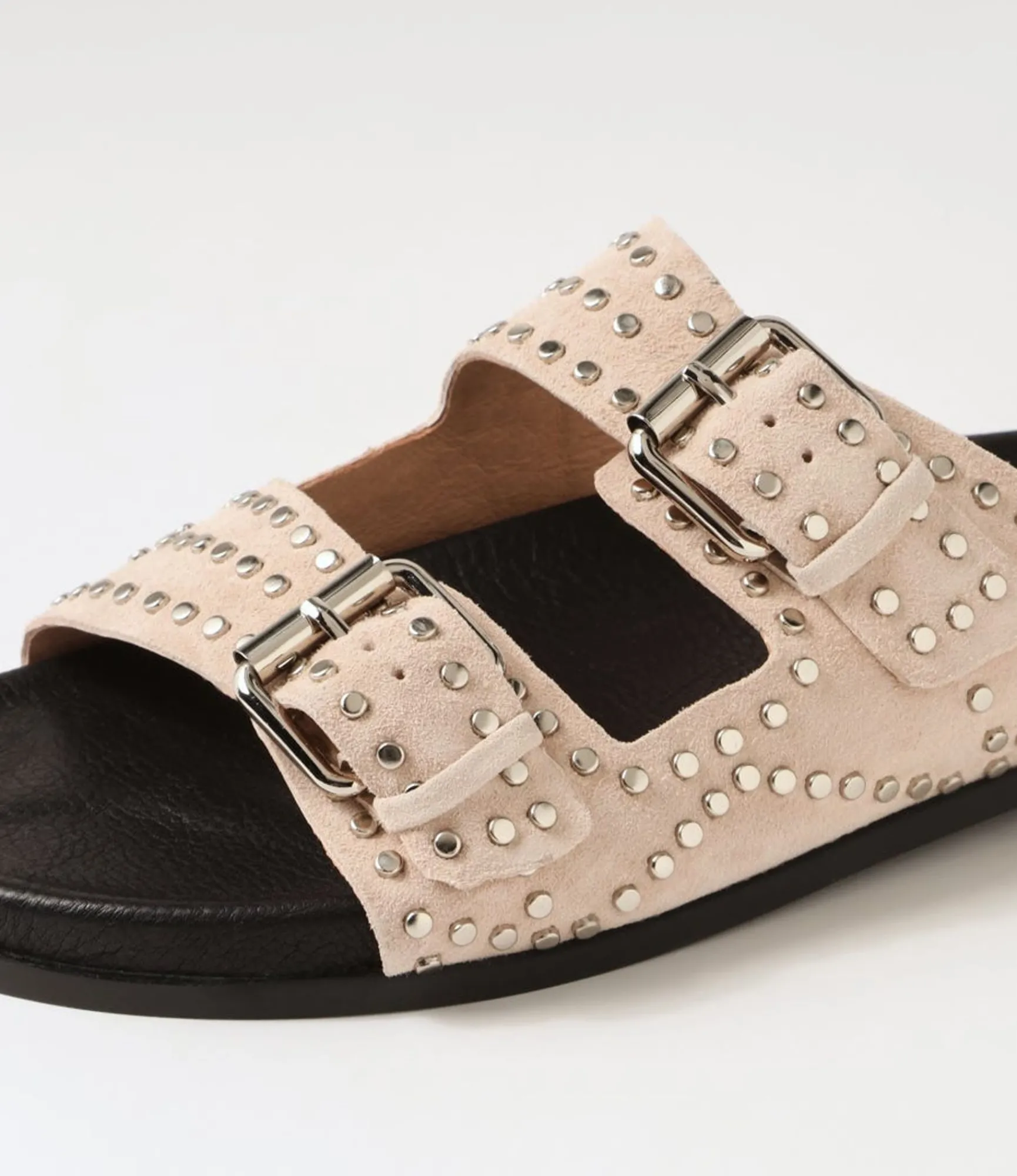 Hot Midas Shoes Heiress Stone Silver Suede Slides