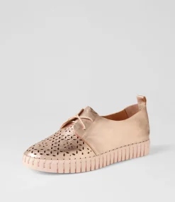 Discount Midas Shoes Hexxie Rose Gold Nude Leather Sneakers