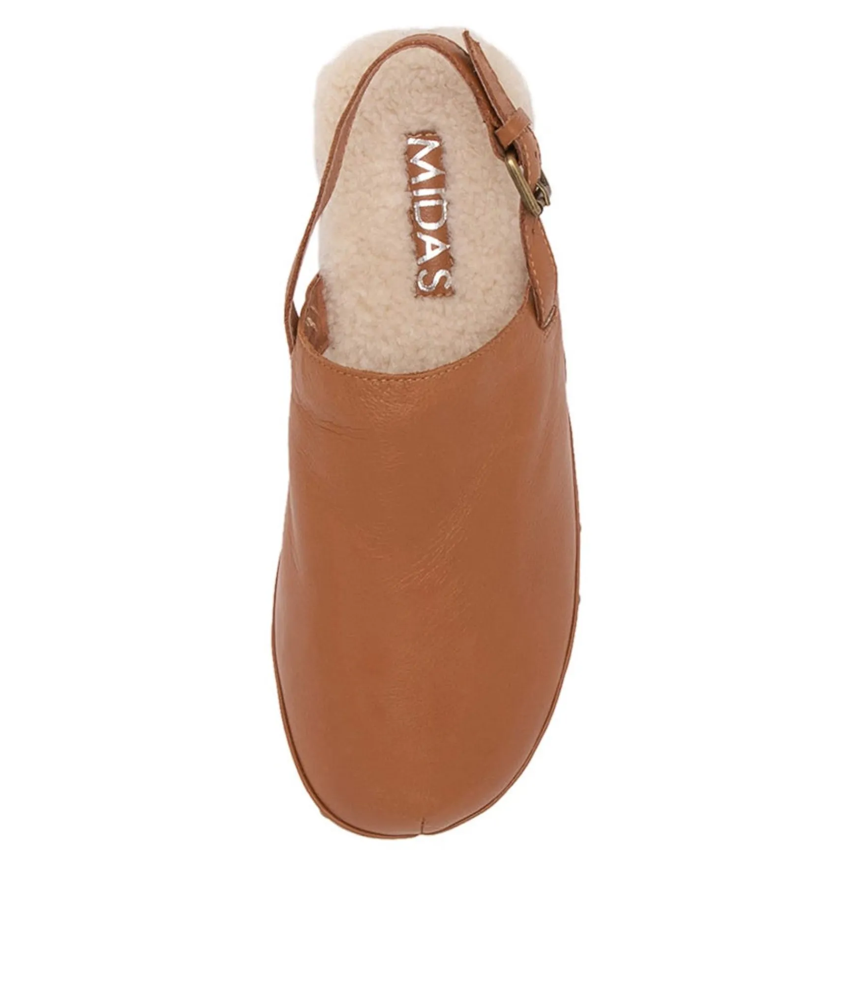 Store Midas Shoes Holmes Dark Tan Leather Heels
