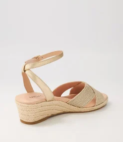 Clearance Midas Shoes Honoured Pale Gold Woven Leather Espadrilles