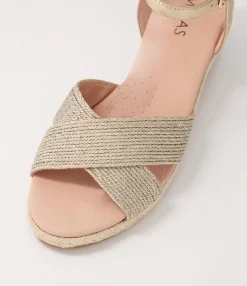 Clearance Midas Shoes Honoured Pale Gold Woven Leather Espadrilles