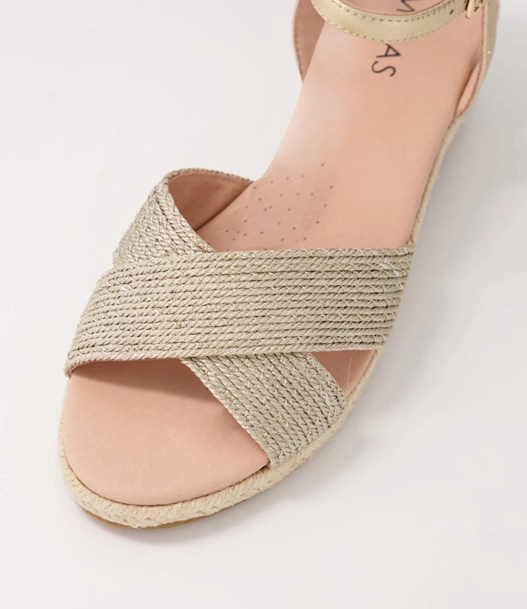 Clearance Midas Shoes Honoured Pale Gold Woven Leather Espadrilles