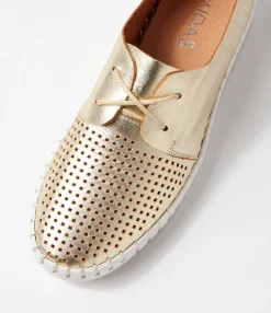 Flash Sale Midas Shoes Husto Pale Gold White Leather Sneakers