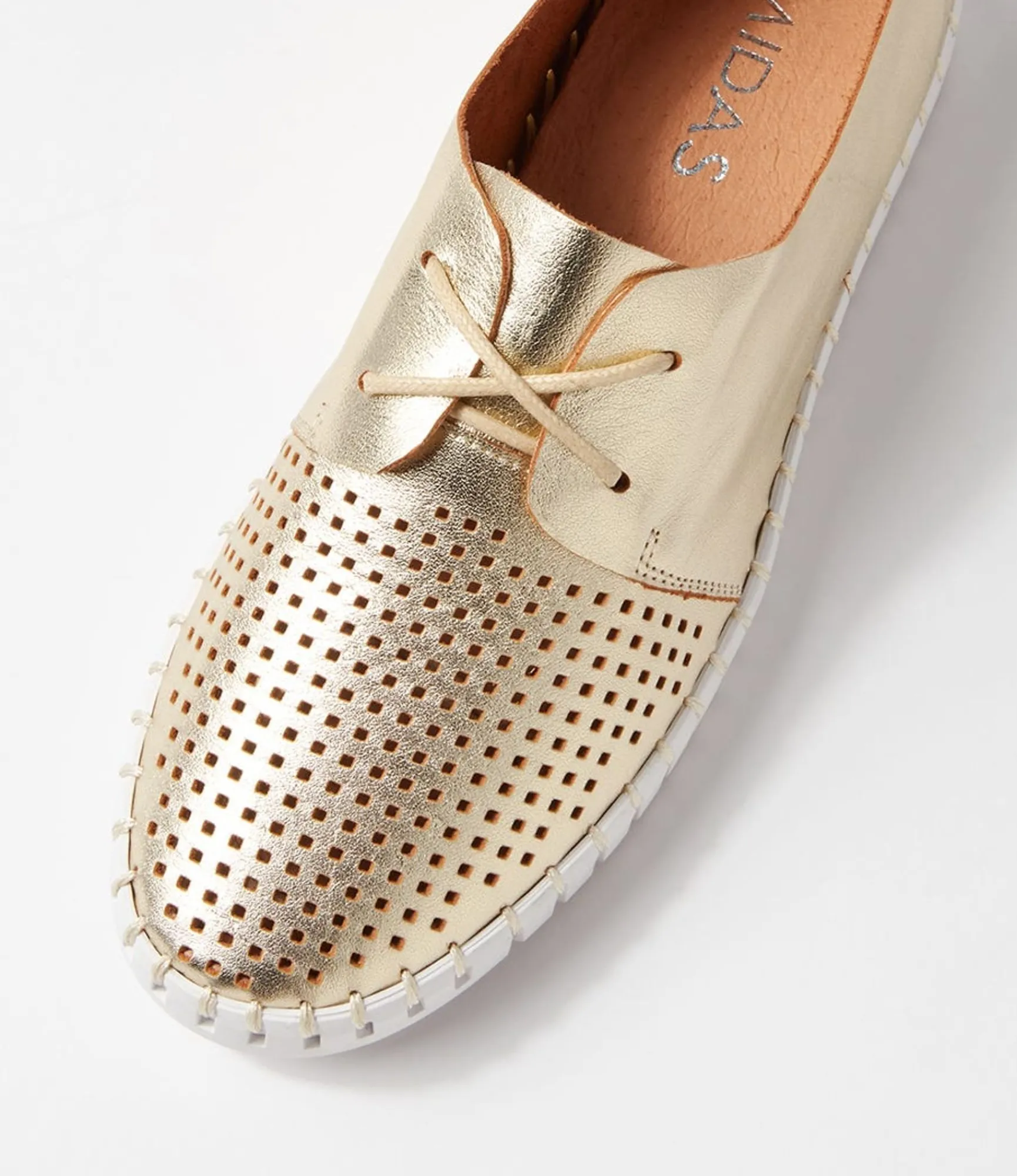 Flash Sale Midas Shoes Husto Pale Gold White Leather Sneakers