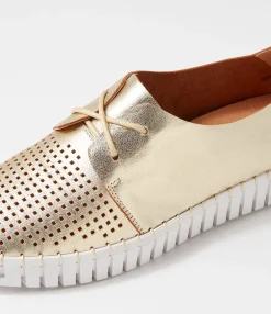 Flash Sale Midas Shoes Husto Pale Gold White Leather Sneakers